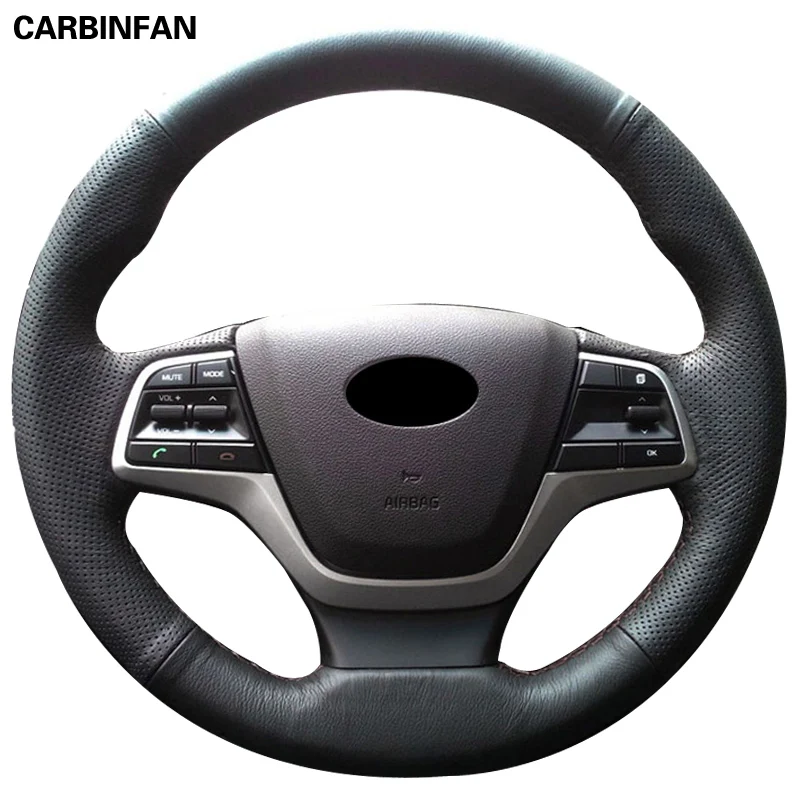 Black Artificial Leather Car Steering Wheel Cover for Hyundai Elantra 4