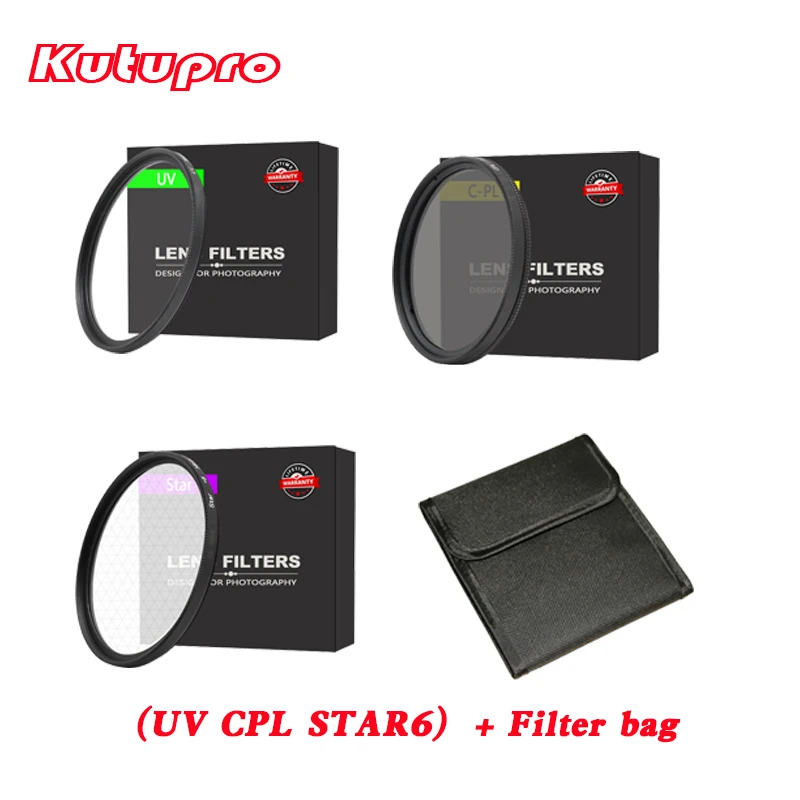 

kutupro PRO star6+CpL+uv Camera Lens Filter + filter bag case kit for nikon canon sony pentax 52 58 62 67 72 77 82mm