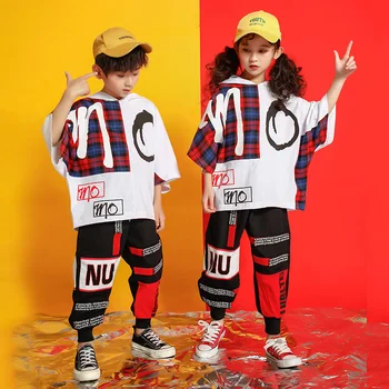 

Kid Hip Hop Clothing Loose Hoodie Sweatshirt Tops Cartoon Jogger Pants Girls Boy Jazz Dance Costumes Ballroom Dancing suit wear