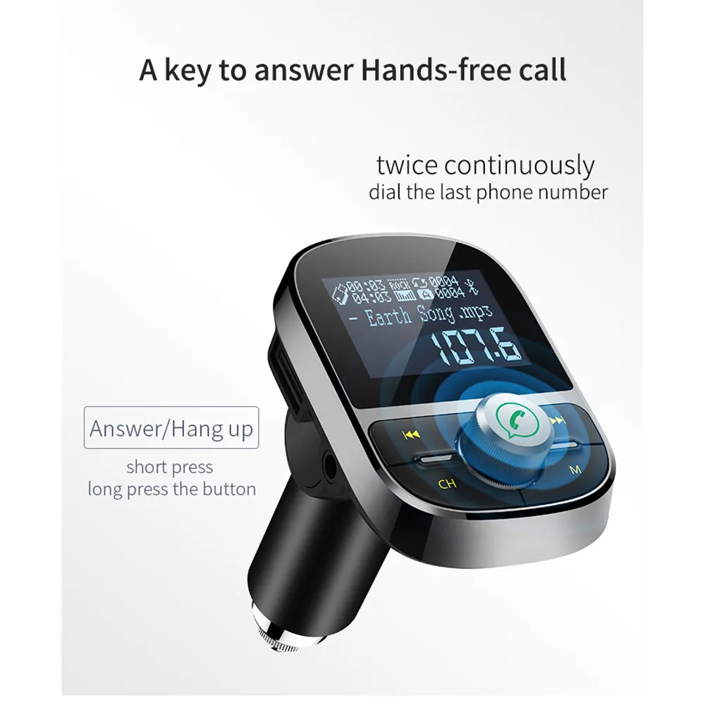 2019 Bluetooth Автомобильный fm передатчик беспроводной радио адаптер USB зарядное