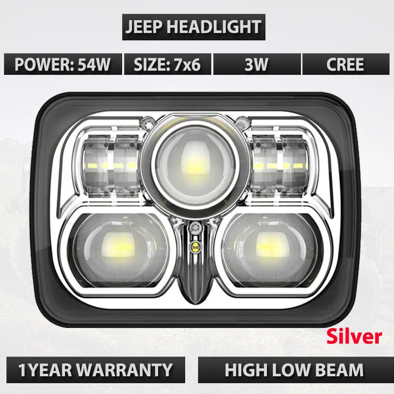 2 шт. черный/хром 5X7 светодиодный проектор фары 54 Вт Двойной Луч 7X" светодиодный фонарь 4x4 аксессуары