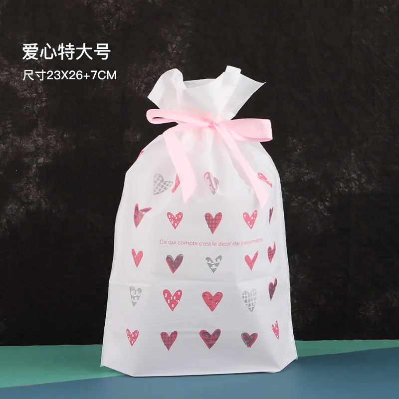 XL Pink heart shape Сумки для хранения сахара в рулоне коровы, сумки для пучков печенья на шнурке, подарочные сумки, сумки для конфет - Цвет: XL Pink heart shape