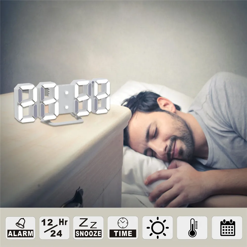

Modern Digital LED Table Desk Alarm Clock Night Wall Clock Alarm Watch Digital Clock Digital Clock Snooze Desktop Display 11.9