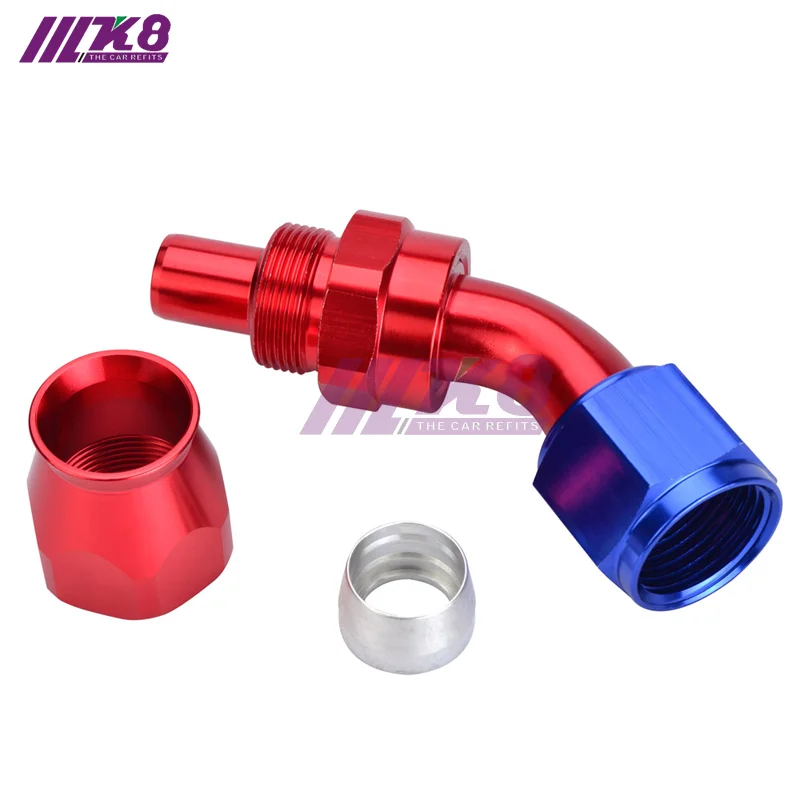 AN10 поворотный ptfe тефлоновый Шланг Концевой фитинг прямые 45 90 180 градусов для тефлоновый топливный трубопровод - Цвет: 45 Degree