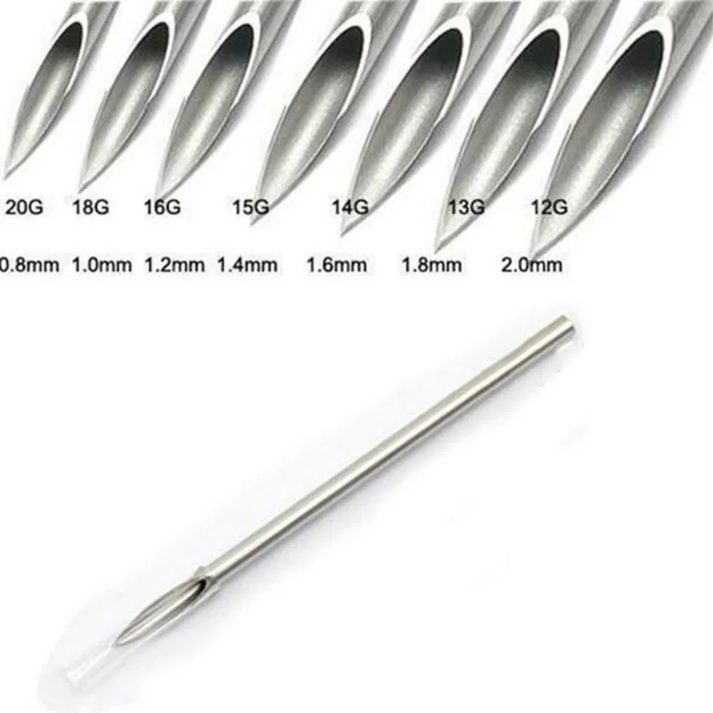 100Pcs/lot Disposable Sterile Body Piercing Needles Medical Tattoo For Navel Nipple Ear Nose Lip 12g/13g/14g/15g/16g/18g/20g|Аксессуары