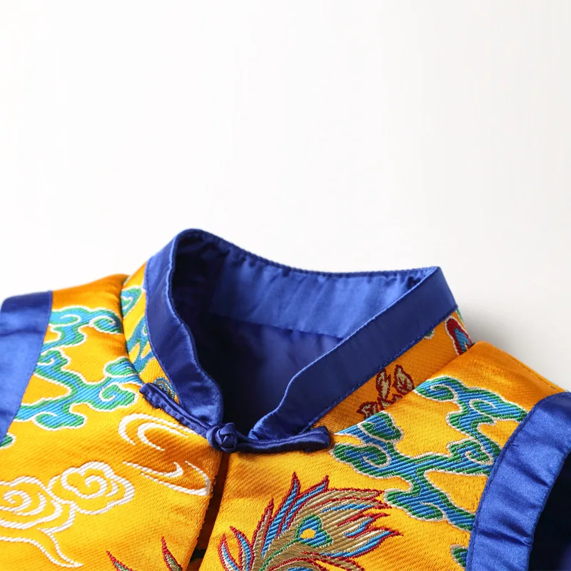 Китайский Для женщин феникс Qipao пальто осень-зима женский дракон куртка без рукавов жилет нарядные Кнопка Cheongsam блузка
