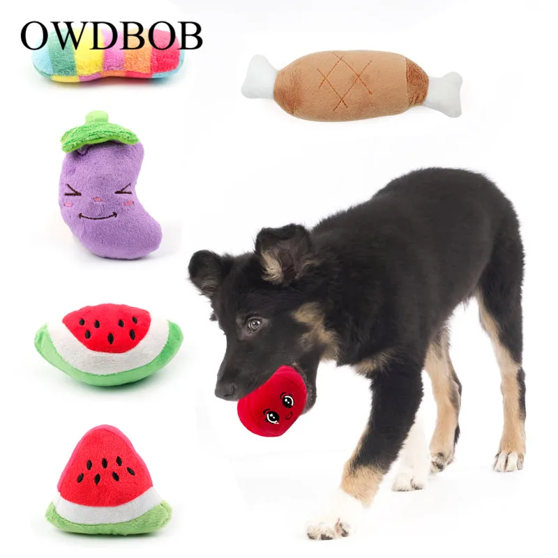 OWDBOB 1 шт. прекрасная фруктовая овощная пищалка, игрушка для собаки, щенка, кошки, забавные тренировочные игрушки-Жвачки, звучащие игрушки для домашних животных, аксессуары для домашних животных