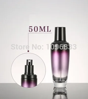 50ML Spray Bottle Косметическая банка фиолетовая стеклянная бутылка с распылителем черная крышка банка для крема 15 г стеклянная банка 50 г упаковочный контейнер бутылка для лосьона 30/100 мл - Цвет: 50ML Spray Bottle