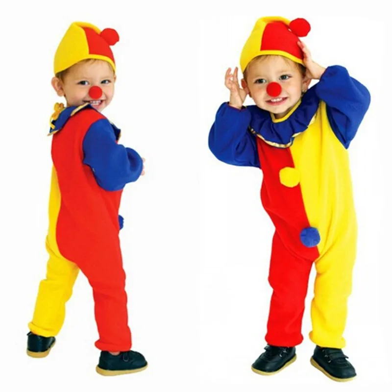  Halloween Children Kids Baby Boys Clown Cosplay Costume kindergarten Jumpsuits & Rompers+Hat+Nose P - 32851910561