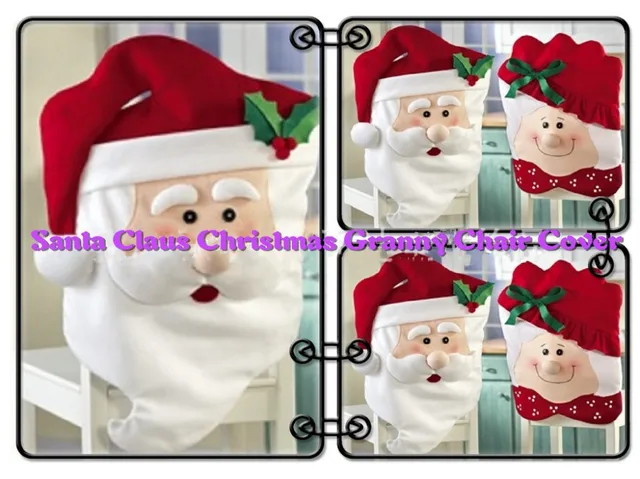 Free Shipping 2 Pcs Lot Christmas Chair Covers Home Textile Santa Claus Granny Seat