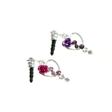 3,5 мм Сердце Роза кулон телефон пылезащитный Разъем наушники пылезащитный Разъем розовый/фиолетовый персик