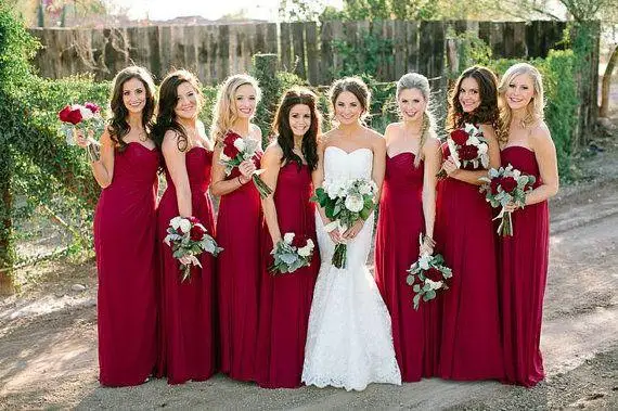 New Arrival 2016 Red Chiffon Long font b Bridesmaid b font font b Dresses b font