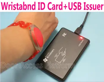 

30 pcs Wristabnd card+1 RFID Card USB Issuer,,Card EM USB pro ximity EM ID Card reader,125KHz Proxmity reader,No write No copy