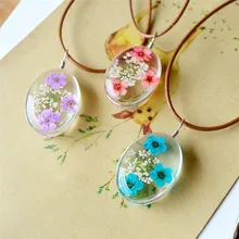 Натуральный Настоящее красный декоративные сухоцветы Цепочки и ожерелья подвески для Для женщин гербарий растения Jewelry сердце ожерелье из стекла B1GFHF