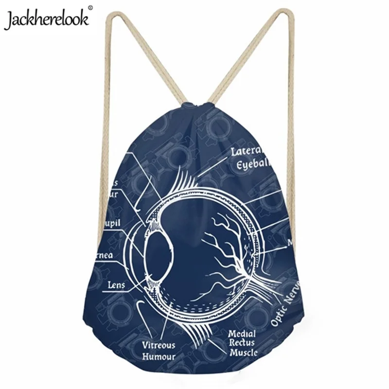 

Jackherelook Students Running Portable Backpack Men Shoulder Optometry Printed Drawstring Package School Folding Storage Bags