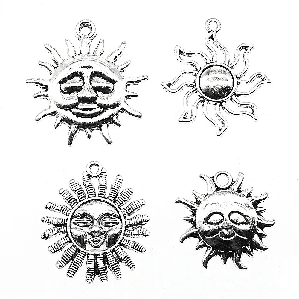 5pcs Charm For Jewelry Making Charm Sun Jewelry Findings Diy Sun Antique Silver Color Sun Charm