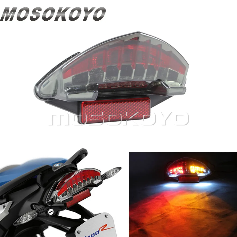 Smoke Motorcycle LED Taillight Brake Light Turn Signal Flasher for BMW