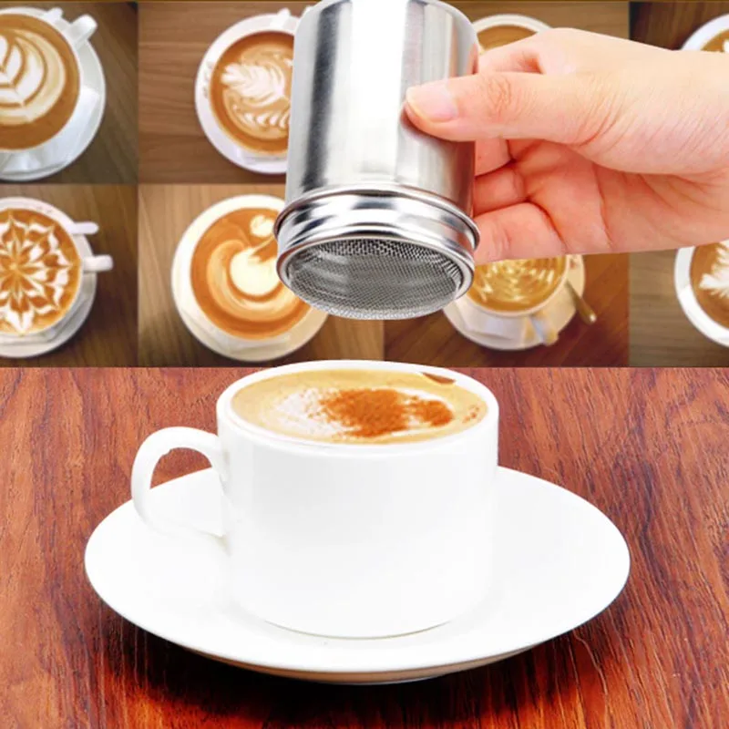 

Stainless Steel Chocolate Shaker Cocoa Flour Icing Sugar Powder Coffee Sifter Lid Shaker Coffee Kitchen Cooking Tools