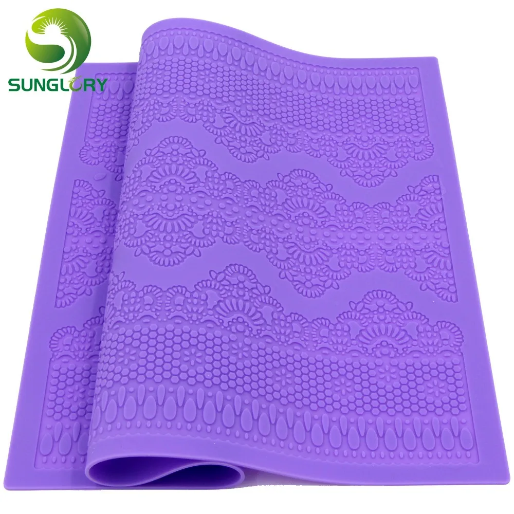 

Flower Pattern Silicone Lace Mat Kitchen Sugar Lace Mold Silicone Baking Mat Wedding Decoration Fondant Cake Mold Color Purple