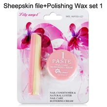1box Nail Polishing Wax set Nail art Manicure Luster Buffing paste&powder nail care Buffer cream Sheepskin file kit Tools Z40