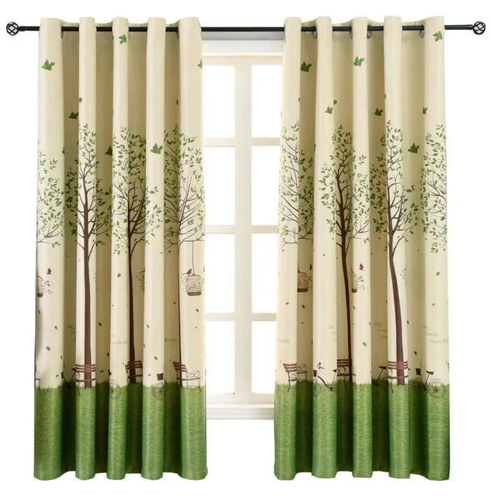 Modern Printed Tree Short Curtains for Kids Bedroom Children's Room Window Treatments Drape for Living Room - Цвет: Curtain 1pc