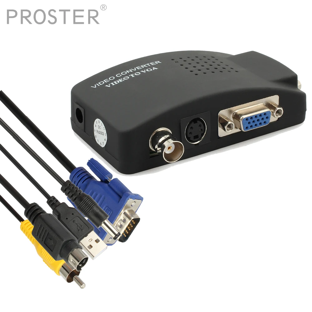 

Proster BNC S-Video VGA to VGA Converter Box PC to TV VGA Input to VGA Output Laptop Computer Monitor Converter Adapter for PC