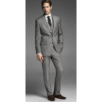 

Gray Wedding Suit for Men Tuxedo Notched Lapel Groom men Suit terno masculino Slim Fit gray mens Suits terno (jacket+Pants+vest)
