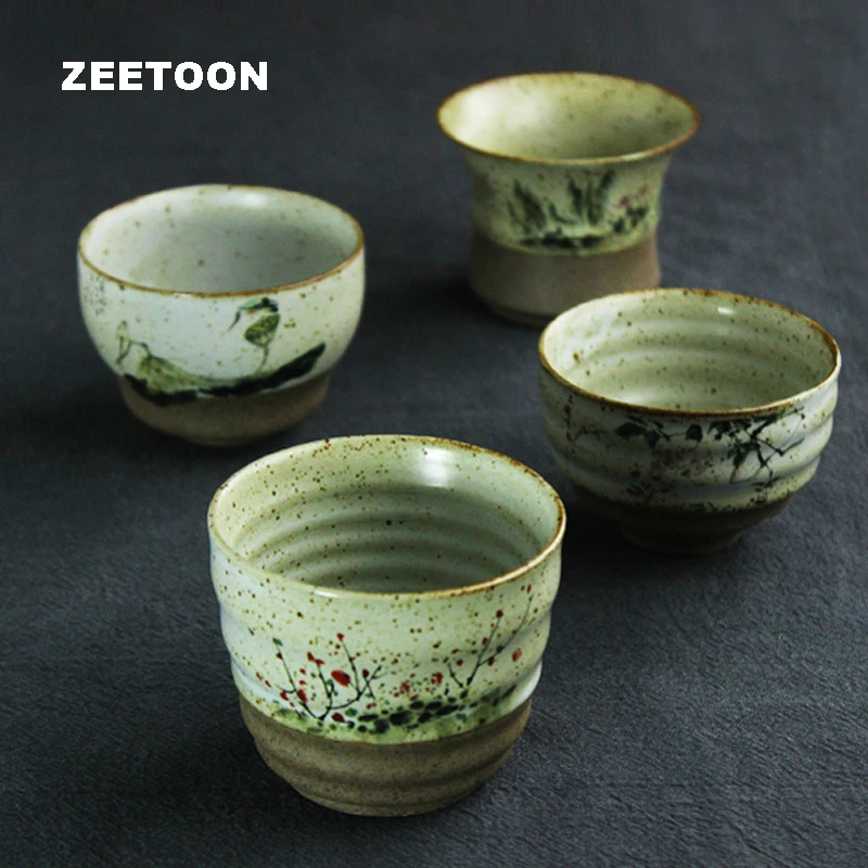 

120ml Japanese style vintage Coarse Pottery Kung Fu Tea set Tea Cup Master cup bowl Handmade Ceramic Four Season Creative Teacup