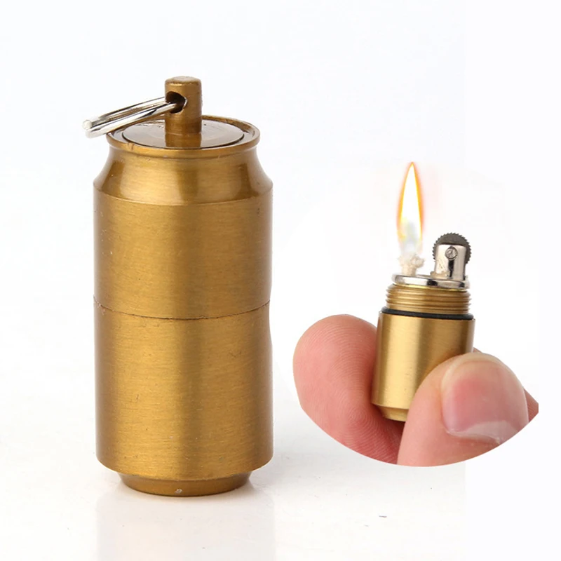 

Mini Compact Kerosene Lighter Key Chain Capsule Gasoline Lighter Inflated Keychain Petrol Lighter Outdoor Tools Survival Tools