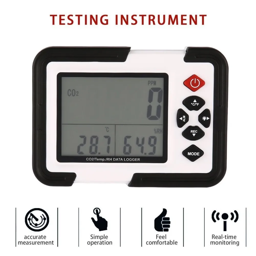 

Desktop Carbon Dioxide Data logger Gas Detector Analyzer Monitor LCD/PC Dioxide Air Temperature Humidity Data Logger Meter