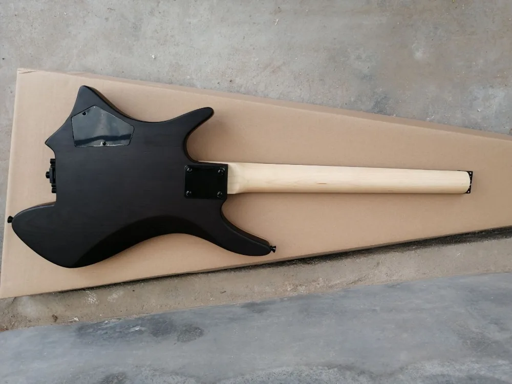 Высокое качество FDHL-020 прозрачный черный цвет твердый пепельный корпус палисандр гриф fanned fret безголовая гитара