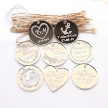 50* персонализированные Выгравированные юбилей серебряное вино Шарм на заказ невесты крещение этикетка Свадьба Помолвка сердце подарки метки