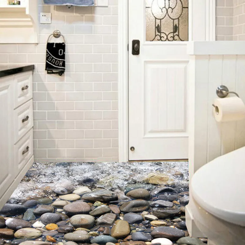 3d wall stickers bathroom floor beach stone wall sticker for kids rooms home decor vinyl decals art sticker wall poster lj355 in wall stickers from home
