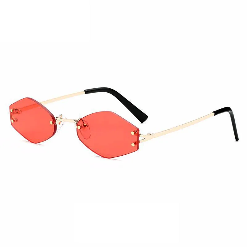

Red Eyeglasses Metal Frame Men Supplies Prismatic Hexagon Small Sunglasses Vintage Retro Sunglasses Fashion New Lentes Oculos