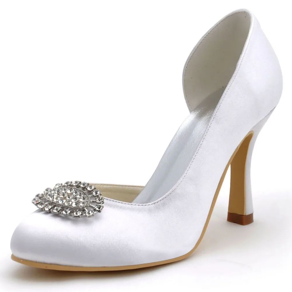 Free Shipping EP2113 White Ivory Bride Bridesmaids Round Toe 3.5