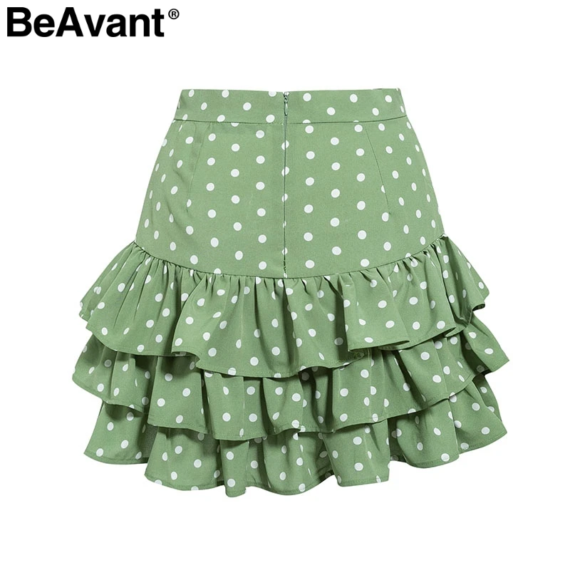 BeAvant богемная летняя юбка с принтом в горошек для женщин, высокая талия, плиссированные трапециевидные женские мини-юбки для отдыха, пляжные женские короткие юбки