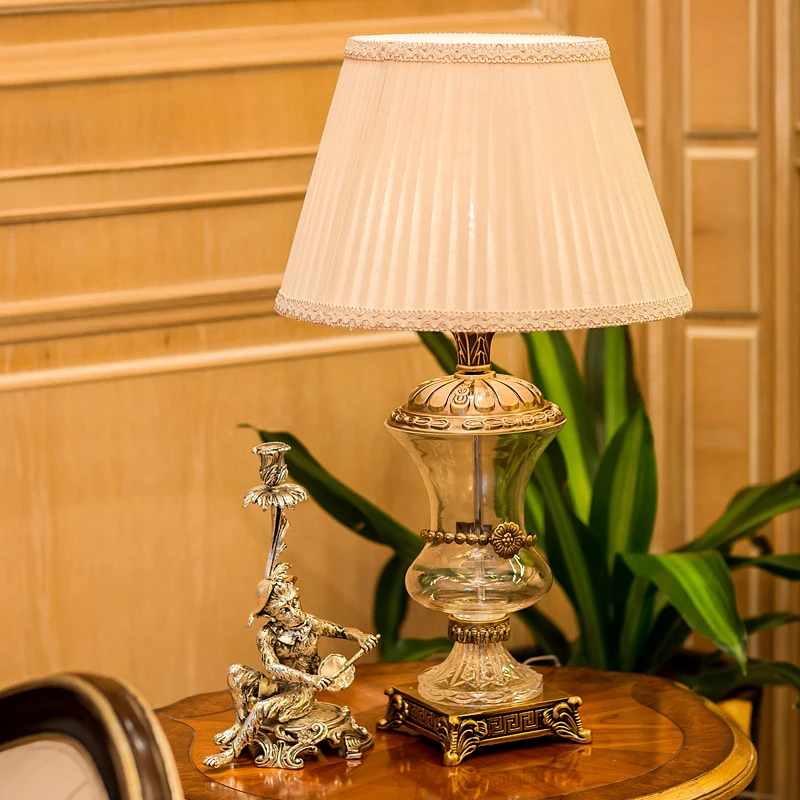Современная Хрустальная настольная лампа для спальни, тканевый абажур, украшение для гостиной, абажур, настольная лампа для спальни, Lamparas De Mesa