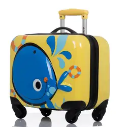 Новый милый мультфильм детей сумки на колёсиках бренд чемодан колёса студентов 18 дюймов Carry on чемодан тележка детская сумка