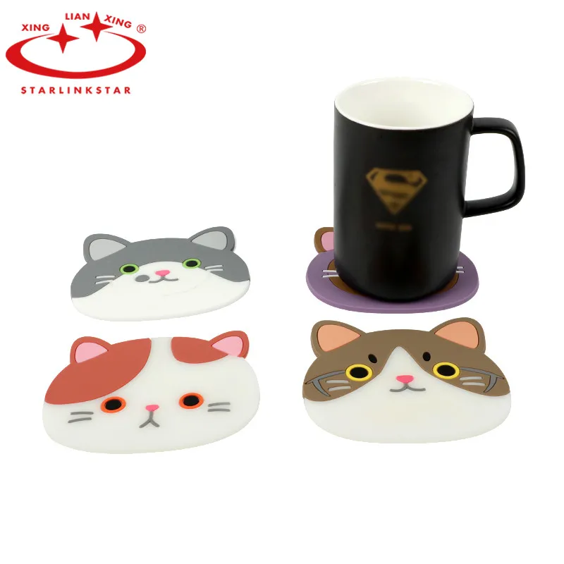 

1 PC Cartoon Net Reds Cat Cute Silicone Coaster Insulation Non-Slip Creative Thicker Printing Table Mats Bowl Mat Placemat