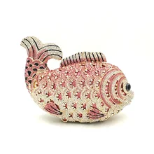 Для женщин Вечеринка сумка разноцветные блёстки Роскошная обувь с украшением в виде кристаллов Свадебный клатч кошелек для свадьбы, вечеринки Сумки из натуральной кожи с изображением рыбок: сумочки со стразами