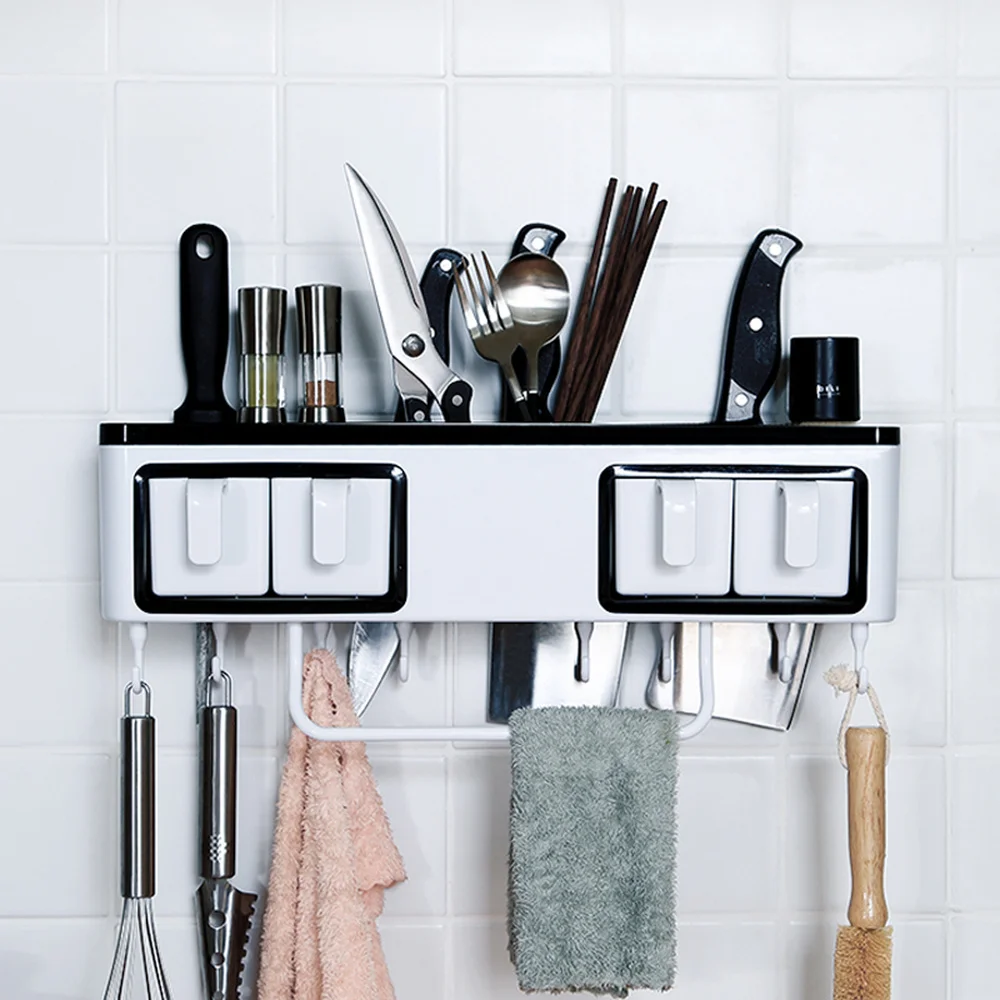  Seasoning racks knife rack kitchen multi-function punch free shelf kitchen wall-mounted seasoning b - 32918716082