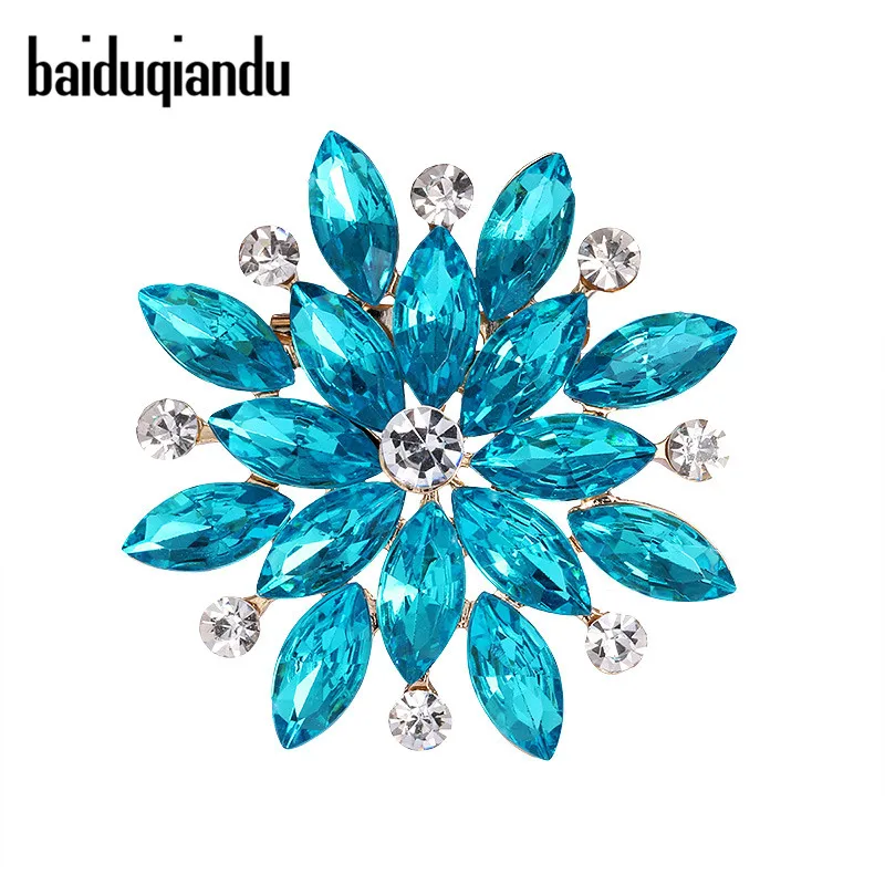 Baiduqiandu, Новое поступление, разноцветные броши в виде цветка для женщин, брошь для свадебной вечеринки, брошь на булавке, букет для свитера, аксессуары для творчества - Окраска металла: lt Blue