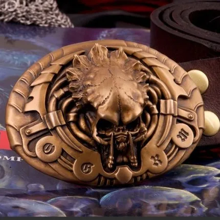 

OGRM Bronze Buckle Predator Belt Avp Alien Vs Predator Belt For Men Cowhide Leather Belt Buckles Cinto Cowboy Box