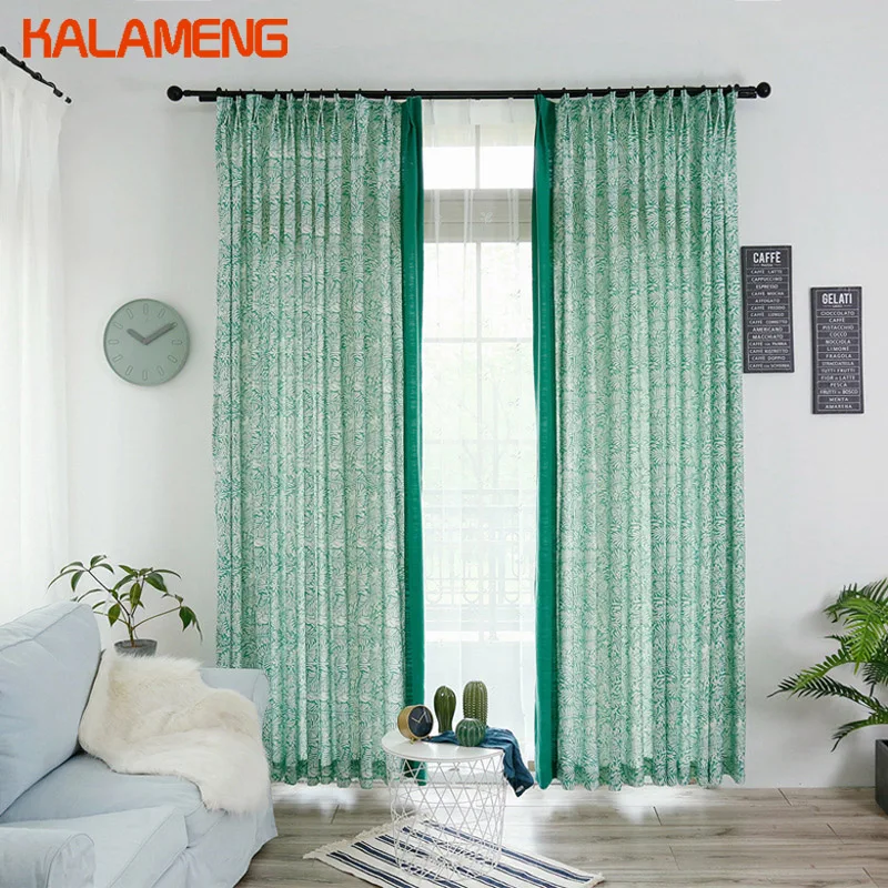 

Simple Nordic Style Green Bedroom Curtains Custome Curtains Rustic Modern Roman Curtains Rod Pocket Cotton Living Room AXY8158