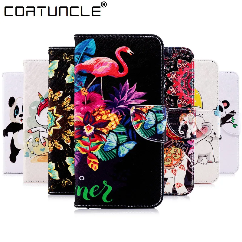 

COATUNCLE Flip Leather Case sFor Coque Nokia 5 Case For Funda Nokia 1 2 3 5 Panda unicorn Painted Wallet Cover Stand Phone Case