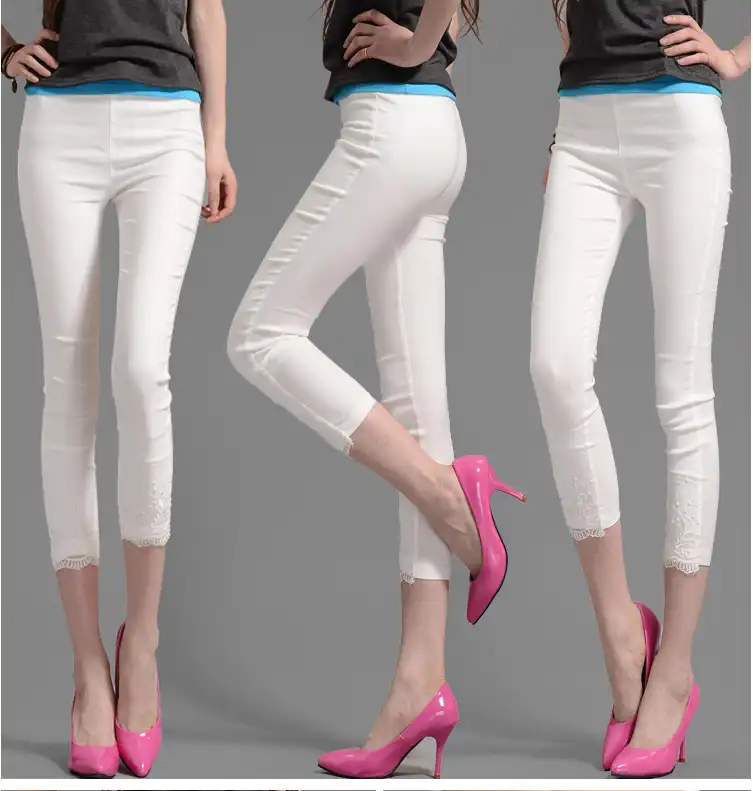 white slim trousers