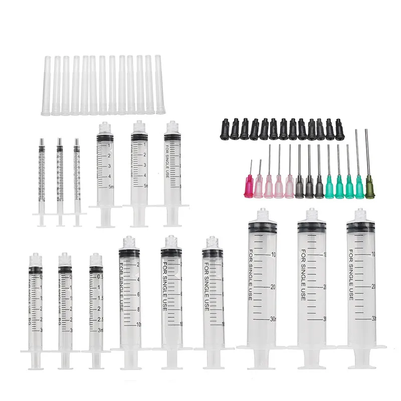 

54Pcs/Set Industrial Dispensing Syringe Set 1ml/3ml/5ml/10ml/30ml Screw Syringe Dispensing Adhesives Glue Soldering Paste