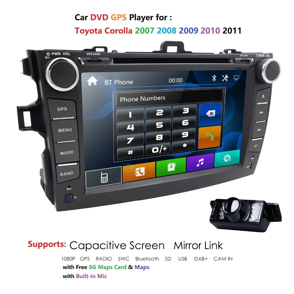Perfect Hizpo 2 din car radio gps Car DVD Player For Toyota corolla 2007 2008 2009 2010 2011 Multimedia head unit navigation stereo usb 1