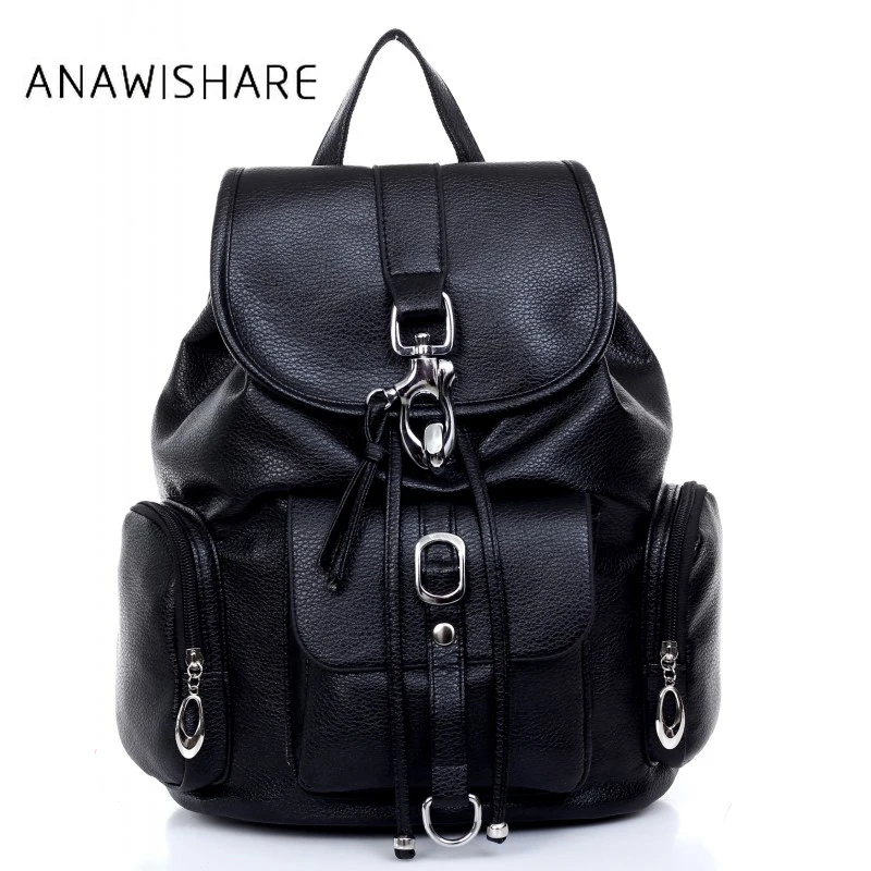 Aliexpress.com : Buy 2017 Fashion Women Backpack Leather Black Shoulder ...