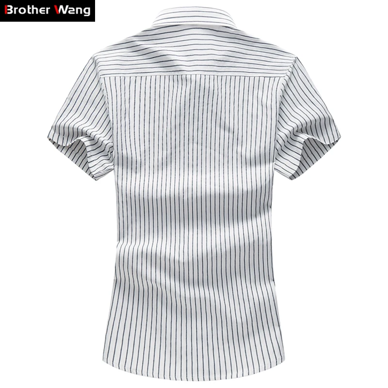 Мужская тонкая рубашка в полоску с коротким рукавом большого размера|short sleeve